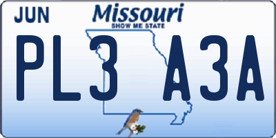 MO license plate PL3A3A