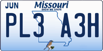 MO license plate PL3A3H