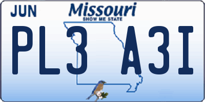 MO license plate PL3A3I