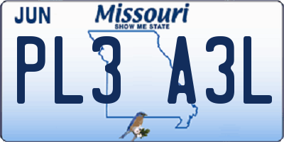 MO license plate PL3A3L