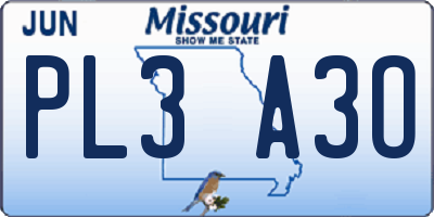 MO license plate PL3A3O