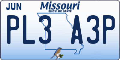 MO license plate PL3A3P