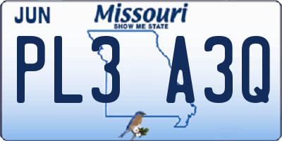 MO license plate PL3A3Q