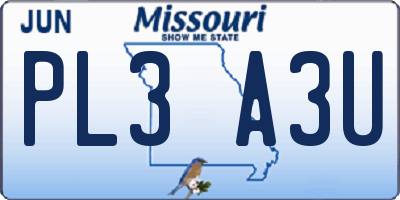 MO license plate PL3A3U
