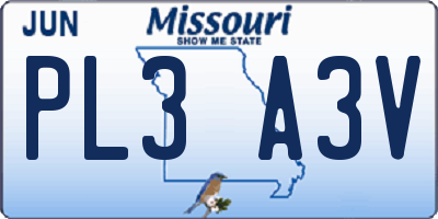 MO license plate PL3A3V
