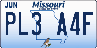 MO license plate PL3A4F