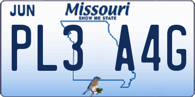 MO license plate PL3A4G