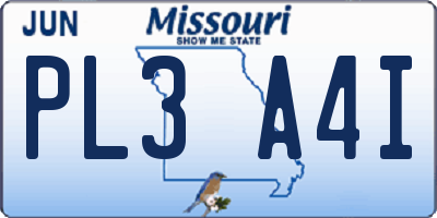MO license plate PL3A4I