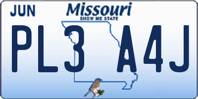 MO license plate PL3A4J