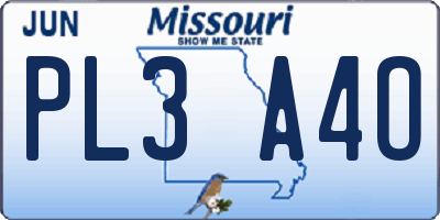 MO license plate PL3A4O