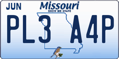 MO license plate PL3A4P