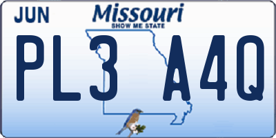 MO license plate PL3A4Q