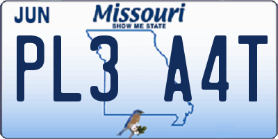 MO license plate PL3A4T