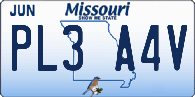 MO license plate PL3A4V