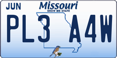 MO license plate PL3A4W