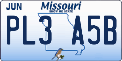 MO license plate PL3A5B