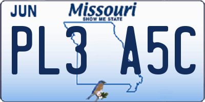 MO license plate PL3A5C