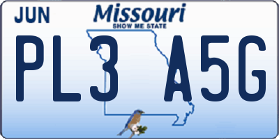 MO license plate PL3A5G