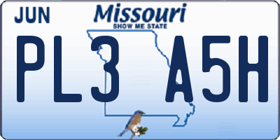 MO license plate PL3A5H
