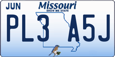 MO license plate PL3A5J