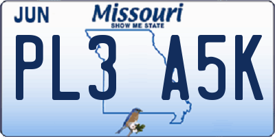 MO license plate PL3A5K