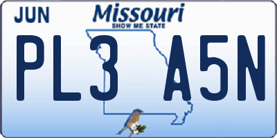 MO license plate PL3A5N