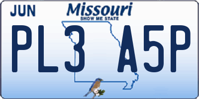 MO license plate PL3A5P