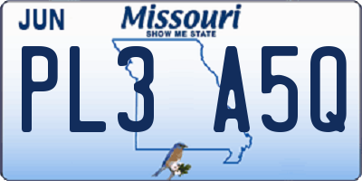 MO license plate PL3A5Q