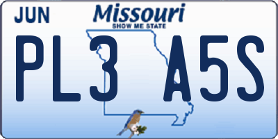 MO license plate PL3A5S