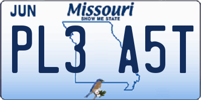 MO license plate PL3A5T