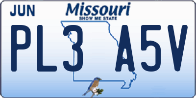 MO license plate PL3A5V