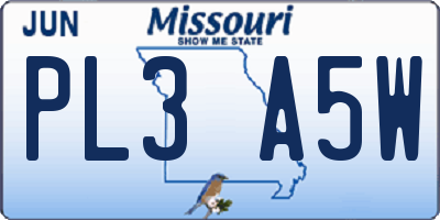 MO license plate PL3A5W