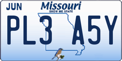 MO license plate PL3A5Y