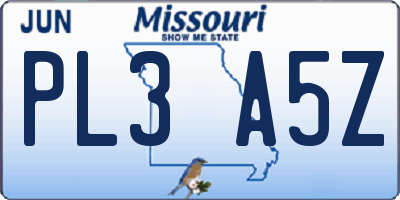 MO license plate PL3A5Z