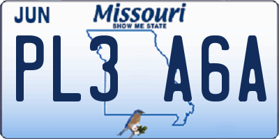 MO license plate PL3A6A