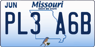 MO license plate PL3A6B