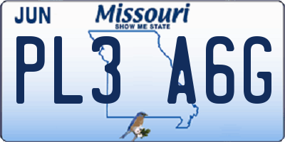 MO license plate PL3A6G
