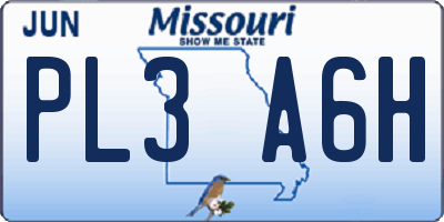 MO license plate PL3A6H