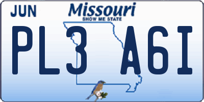 MO license plate PL3A6I