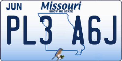 MO license plate PL3A6J