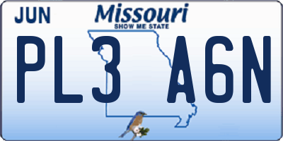 MO license plate PL3A6N