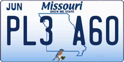 MO license plate PL3A6O