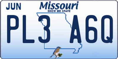 MO license plate PL3A6Q