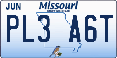 MO license plate PL3A6T