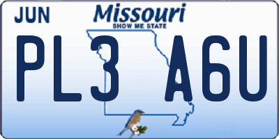 MO license plate PL3A6U
