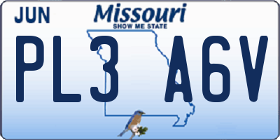 MO license plate PL3A6V