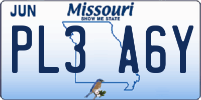 MO license plate PL3A6Y