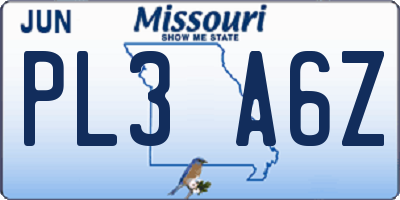 MO license plate PL3A6Z