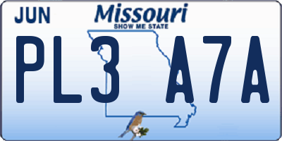MO license plate PL3A7A