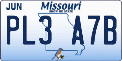 MO license plate PL3A7B